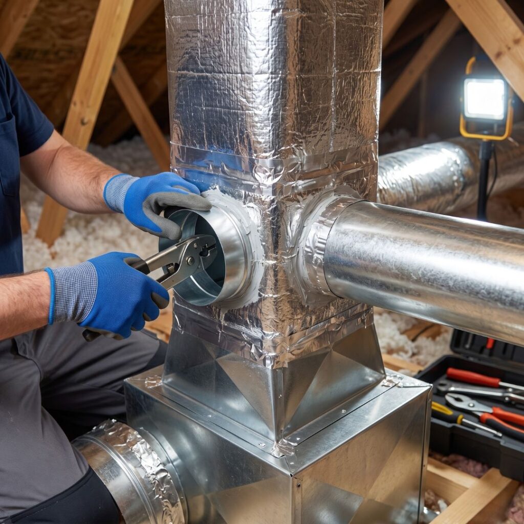 Professional ductwork modifications for a refrigerated air conversion.